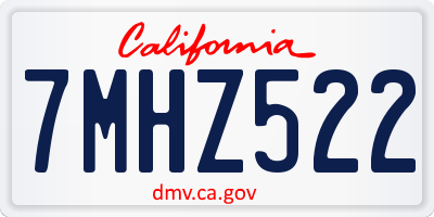 CA license plate 7MHZ522