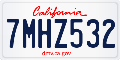 CA license plate 7MHZ532