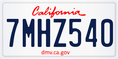 CA license plate 7MHZ540