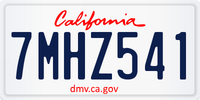 CA license plate 7MHZ541
