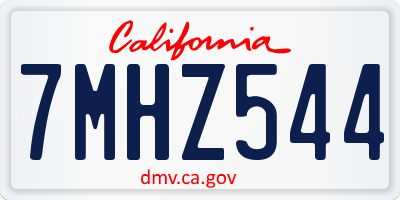 CA license plate 7MHZ544