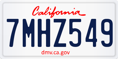 CA license plate 7MHZ549