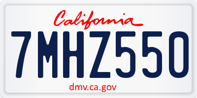 CA license plate 7MHZ550