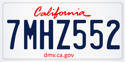 CA license plate 7MHZ552