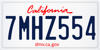 CA license plate 7MHZ554