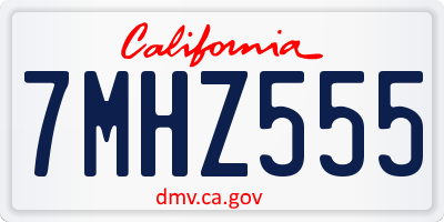 CA license plate 7MHZ555