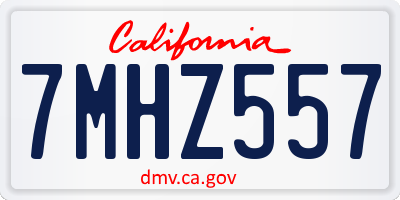 CA license plate 7MHZ557