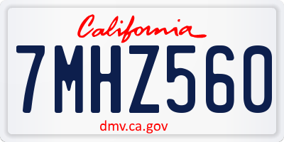 CA license plate 7MHZ560