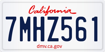 CA license plate 7MHZ561