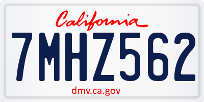 CA license plate 7MHZ562