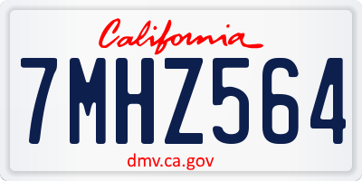 CA license plate 7MHZ564