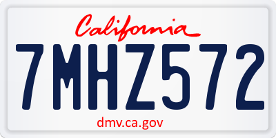 CA license plate 7MHZ572