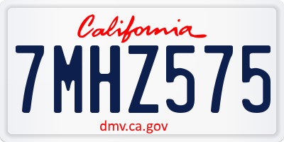 CA license plate 7MHZ575