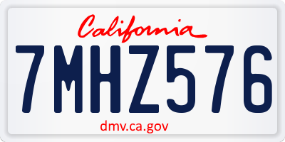 CA license plate 7MHZ576