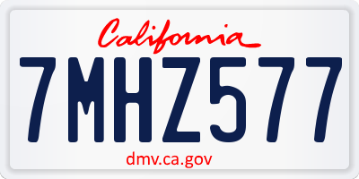 CA license plate 7MHZ577
