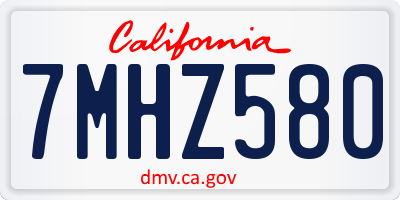 CA license plate 7MHZ580