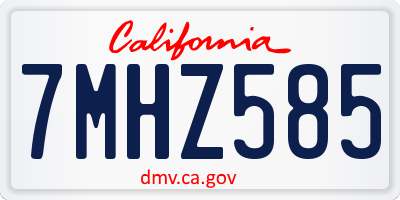 CA license plate 7MHZ585