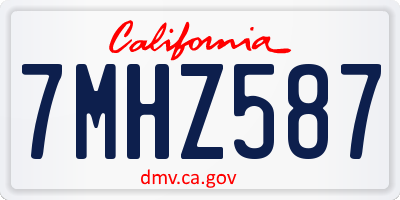 CA license plate 7MHZ587