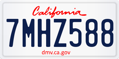 CA license plate 7MHZ588