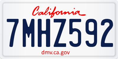 CA license plate 7MHZ592