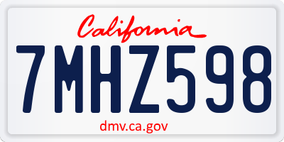CA license plate 7MHZ598