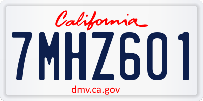 CA license plate 7MHZ601