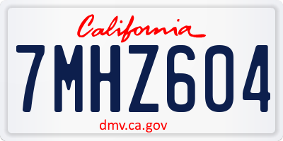 CA license plate 7MHZ604