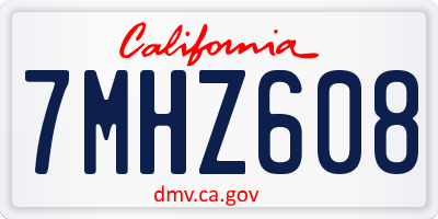 CA license plate 7MHZ608