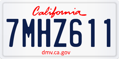 CA license plate 7MHZ611