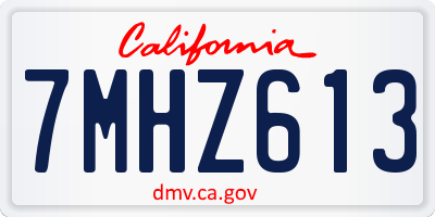 CA license plate 7MHZ613