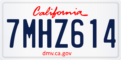CA license plate 7MHZ614
