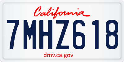 CA license plate 7MHZ618