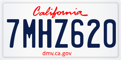 CA license plate 7MHZ620