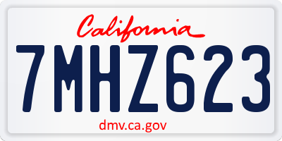 CA license plate 7MHZ623