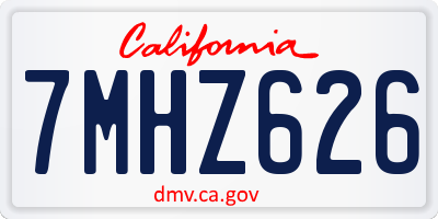CA license plate 7MHZ626