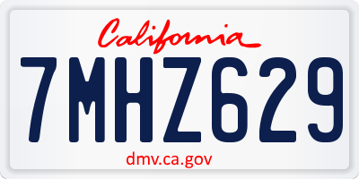 CA license plate 7MHZ629
