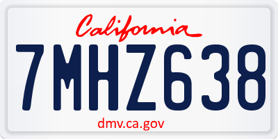 CA license plate 7MHZ638