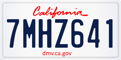 CA license plate 7MHZ641