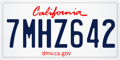 CA license plate 7MHZ642
