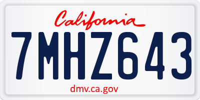 CA license plate 7MHZ643