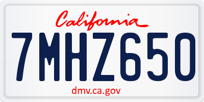 CA license plate 7MHZ650