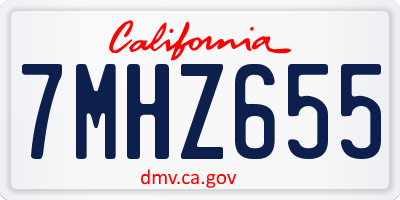 CA license plate 7MHZ655