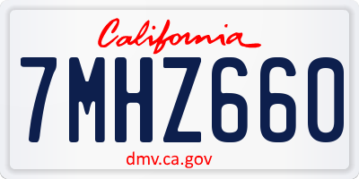 CA license plate 7MHZ660