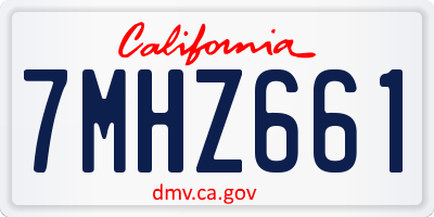 CA license plate 7MHZ661