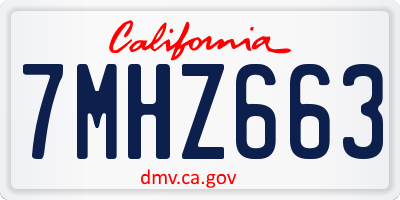 CA license plate 7MHZ663