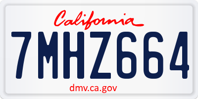 CA license plate 7MHZ664