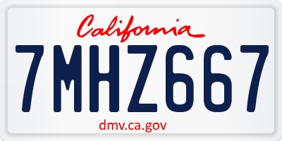 CA license plate 7MHZ667