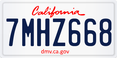 CA license plate 7MHZ668