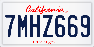 CA license plate 7MHZ669