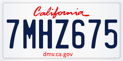CA license plate 7MHZ675